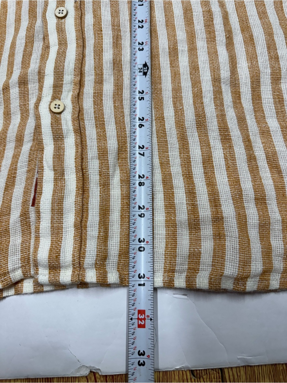 Faherty Palma 100% Linen Shirt Men’s Large Short Sleeve Yellow Striped Casual - Picture 7 of 7